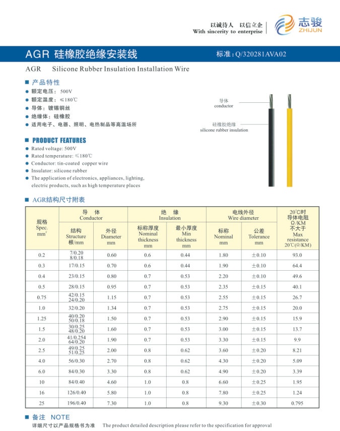 AGR硅橡膠絕緣安裝線
